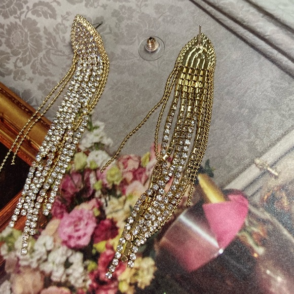 🌟 Luxury Gold Plated Rhinestone Earrings - Picture 4 of 5